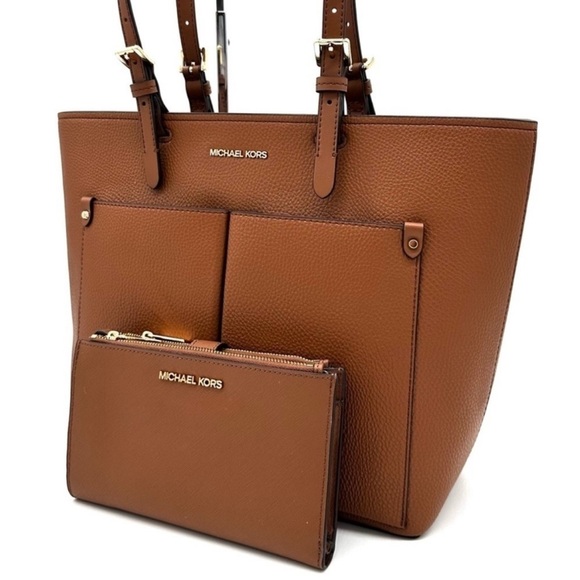 Michael Kors Jet Set Medium Pocket Tote Bag & Large Double Zip Wallet Luggage - Picture 2 of 16